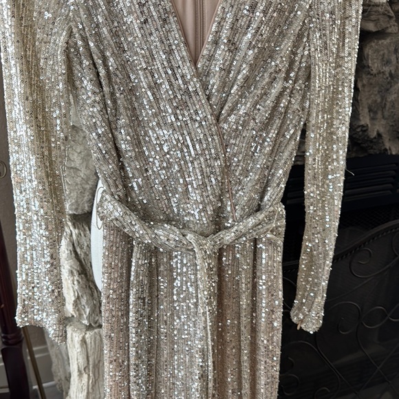 Eliza J Gold Sequin Wrap Dress - Picture 3 of 7